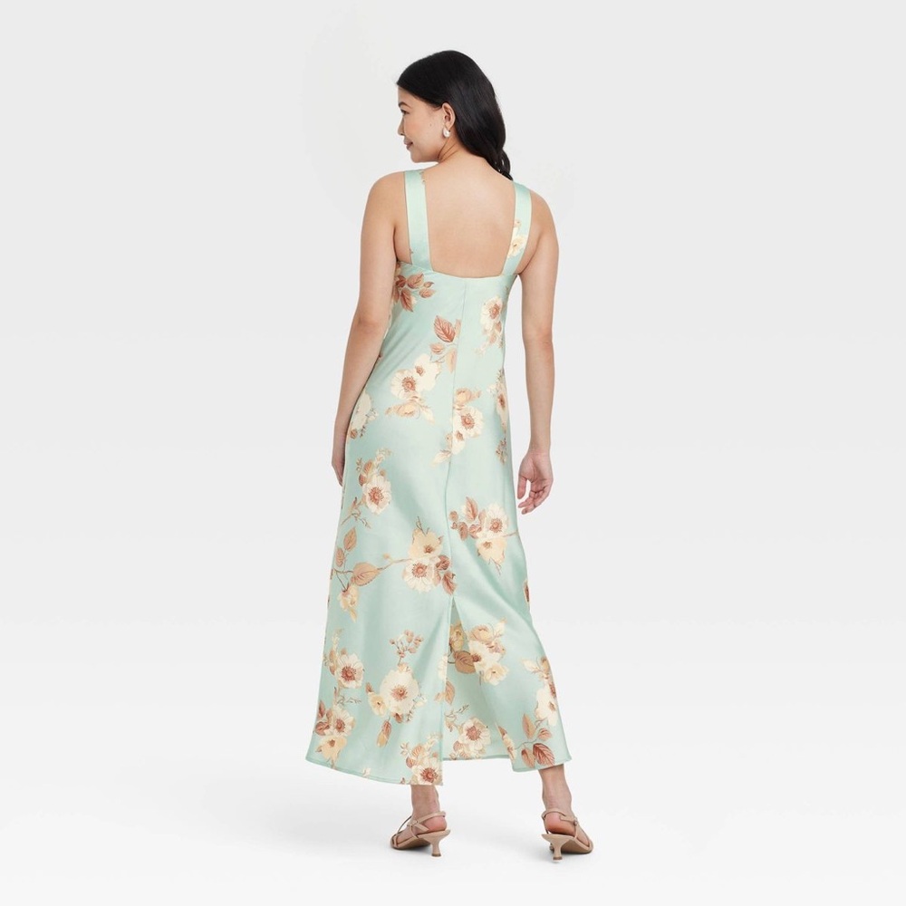 Floral Strappy Mint Green Maxi Dress